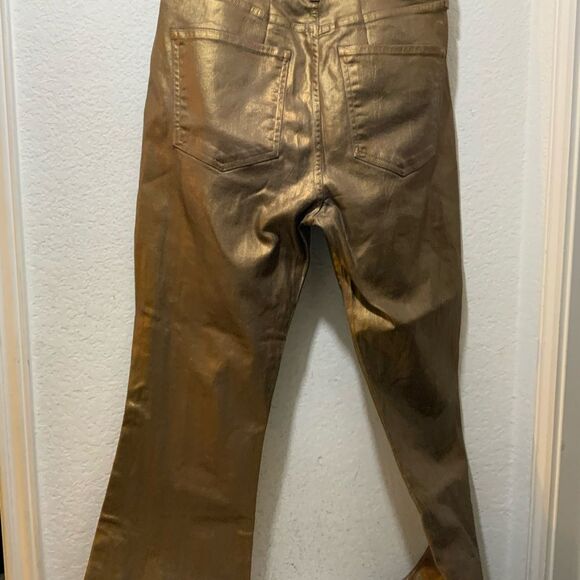 Veronica Beard Beverly metallic High-Rise Wide Leg Jeans - Picture 4 of 6